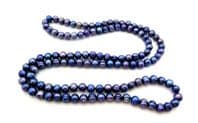 Vintage Opera Length Blue Colour Enhanced Cultured Freshwater Pearl Necklace