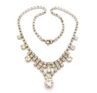 Vintage Ornate Rhinestone Set Geometric Drop Design Choker Necklace