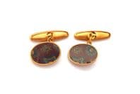 Vintage Paisley Print Fabric Detailed Cuff Links