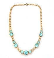 Vintage Pale Blue And Clear Rhinestone Detailed Choker Necklace