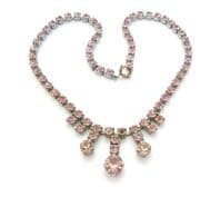 Vintage Pale Lavender Rhinestone Set Geometric Drop Design Choker Necklace