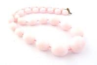 Vintage Pale Pink Plastic Beaded Retro Pop Design Choker Necklace