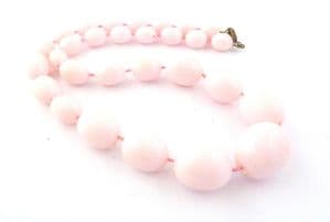 Vintage Pale Pink Plastic Beaded Retro Pop Design Choker Necklace
