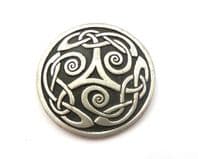 Vintage Pewter Celtic Pictish Spiral And Celtic Knot Work Detailed Brooch By St Justin
