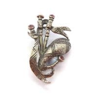 Vintage Purple Rhinestone Set Scottish Bagpipe Design Brooch