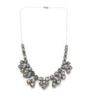 Vintage Rainbow Iris Glass Rhinestone Set Small Drop Statement Design Choker Necklace
