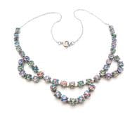 Vintage Rainbow Iris Glass Rhinestone Set Swag Drop Statement Design Choker Necklace