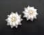 Vintage Rare Large Jewelcraft Magic Featherlite Design White Floral Design Magnetic Earrings