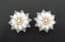 Vintage Rare Large Jewelcraft Magic Featherlite Design White Floral Design Magnetic Earrings
