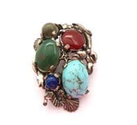 Vintage Rare Miracle Sea Life Design Faux Gem Brooch