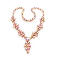 Vintage Red Aurora Borealis Rhinestone Set Eloxal Metal Ornate Choker Necklace