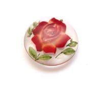 Vintage Reverse Carved Lucite Red Rose Flower Floral Design Brooch