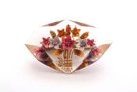 Vintage Reverse Carved Lucite Tied Floral Posy Flower Design Brooch