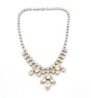 Vintage Rhinestone Abstract Geometric Design Modernist Style Statement Choker Design Necklace