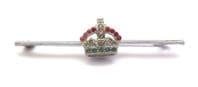 Vintage Rhinestone Detailed Crown Bar Design Mid Century Brooch