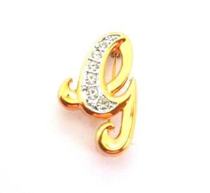 Vintage Rhinestone Detailed Initial G Letter Design Brooch