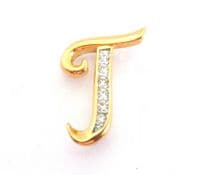 Vintage Rhinestone Detailed Initial  T Letter Design Brooch