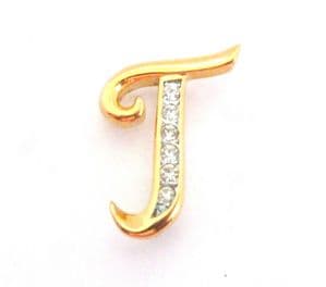Vintage Rhinestone Detailed Initial  T Letter Design Brooch