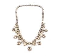 Vintage Rhinestone Set Abstract Geometric Drop Modernist Style Ornate Choker Design Necklace