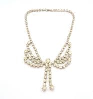 Vintage Rhinestone Set Butterfly Or Angel Design Swag Drop Statement Choker Necklace