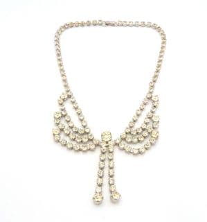Vintage Rhinestone Set Butterfly Or Angel Design Swag Drop Statement Choker Necklace