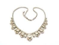 Vintage Rhinestone Set Dainty Drop Design Ornate Adjustable Length Choker Necklace