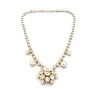 Vintage Rhinestone Set Floral Drop Design Choker Necklace