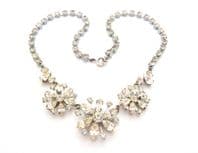 Vintage Rhinestone Set Floral Drop Statement Design Choker Necklace