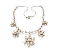 Vintage Rhinestone Set Floral Or Snowflake Drop Articulated Statement Design Choker Necklace