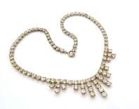 Vintage Rhinestone Set Geometric Fringe Style Drop Design Choker Necklace