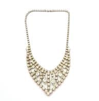 Vintage Rhinestone Set Ornate Drop Design Statement Choker Necklace
