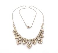Vintage Rhinestone Set Ornate Geometric Drop Design Short Length Necklace
