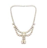 Vintage Rhinestone Set Ornate Swag And Double Drop Design Choker Necklace