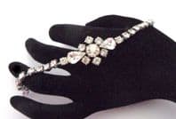 Vintage Rhinestone Set Single Row Ornate Abstract Floral Design Bracelet