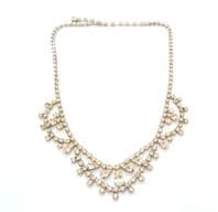 Vintage Rhinestone Set Swag Teardrop Drop Design Statement Choker Necklace