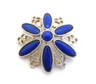 Vintage Sarah Coventry Blue Cabochon Set Starburst Style Brooch