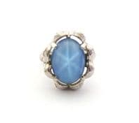 Vintage Sarah Coventry Faux Blue Star Sapphire Adjustable Size Glass Ring