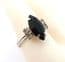 Vintage Sarah Coventry Monochrome Black Navette And Clear Rhinestone Set Adjustable Size Dress Ring
