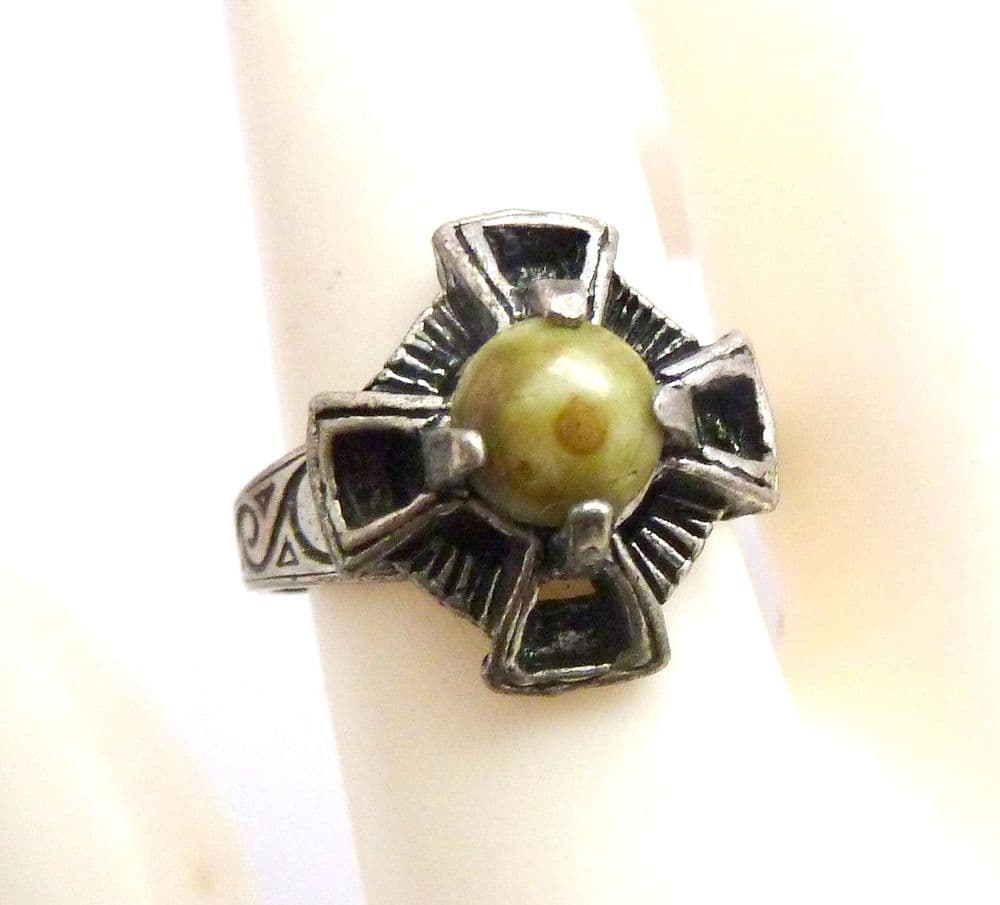 Vintage Scottish Celtic Cross Style Faux Connemara Marble Set ...