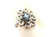 Vintage Scottish Celtic Style Blue Gem set Adjustable Size Ring