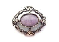 Vintage Scottish Celtic Style Brooch With Amethyst Gemstone Cabochon