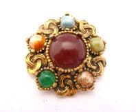 Vintage Scottish Celtic Style Brooch With Mixed Faux Gem Detailing