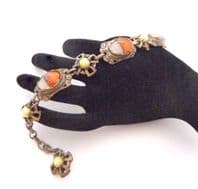 Vintage Scottish Celtic Style Faux Connemara Marble And Agate Adjustable Length Bracelet By Miracle