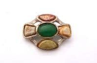 Vintage Scottish Celtic Style Faux Gem Set Brooch