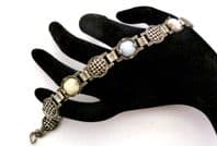 Vintage Scottish Celtic Style Faux Gems Set Adjustable Length Panel Design Bracelet