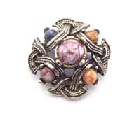 Vintage Scottish Celtic Style Faux Gemstone Set Brooch