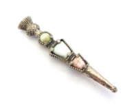 Vintage Scottish Dirk Style Brooch Set With Faux Gemstones By Jacobite