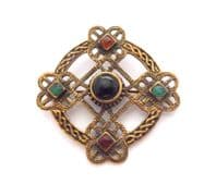Vintage Scottish Style Cross Design Faux Gemstone Detailed Brooch