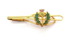 Vintage Scottish Style Enamel Detailed Thistle Flower Design Tie Slide