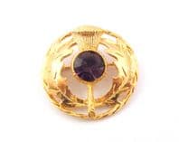 Vintage Scottish Style Faux Amethyst Thistle Flower Design Brooch